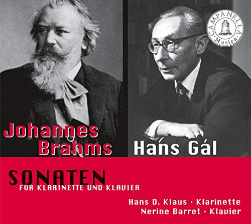 Portraits of composers Johannes Brahms and Hans Gál on a CD cover.