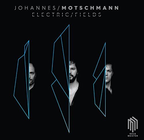 Album cover with three men's faces partially obscured by blue geometric line art shapes.