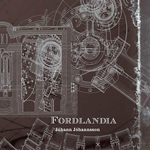 Album cover featuring white technical engineering drawings on a dark brown background.
