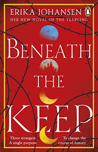 Red book cover with white text, thorns, and crescent moon imagery.