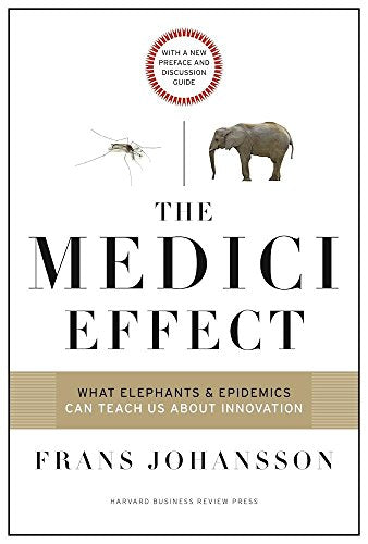 Book cover featuring an elephant, mosquito, and bold title: "The Medici Effect".