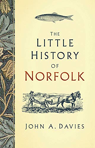 Book cover titled The Little History of Norfolk featuring a fish and a farmer.