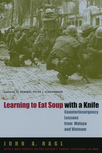 Book cover: soldiers in Vietnam, title "Learning to Eat Soup with a Knife.