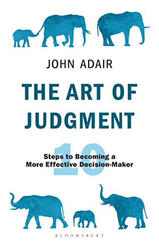 Book cover with blue elephants and bold text: "The Art of Judgment.