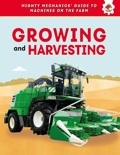Book cover: "Growing and Harvesting" with a green combine harvester illustration.