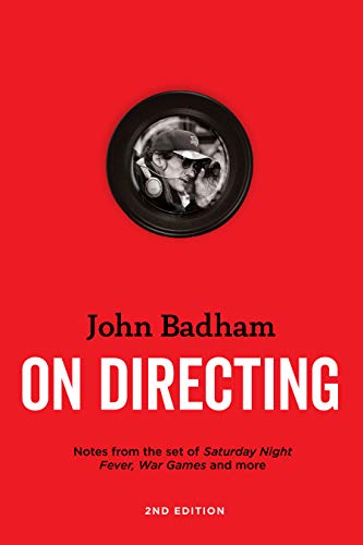 Book cover: “On Directing” by John Badham, featuring a camera lens.