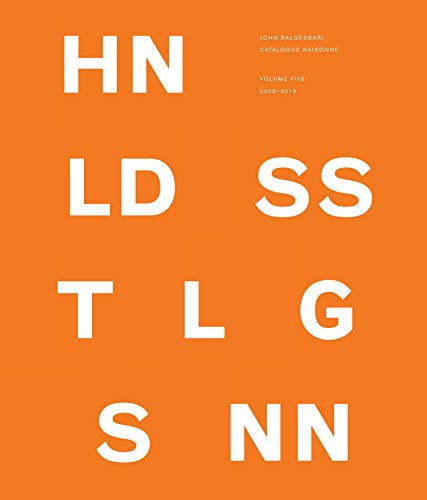 Orange book cover with white, fragmented lettering spelling "John Baldessari.