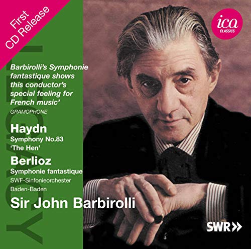 CD cover featuring portrait of conductor Sir John Barbirolli, green background.