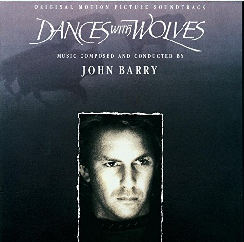 “Dances with Wolves” soundtrack CD cover featuring Kevin Costner’s portrait.