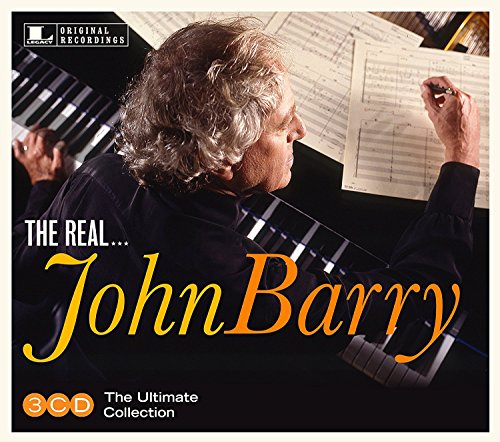 CD cover featuring composer John Barry at a piano, with sheet music.