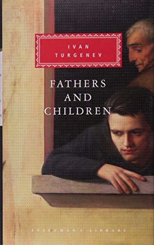 Book cover of Fathers and Children by Ivan Turgenev featuring two men looking out.
