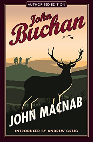 Book cover: stag silhouette, hunters, and orange/brown landscape.