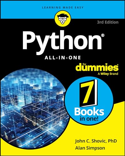 Front cover of Python All-in-One For Dummies 3rd Edition book by Shovic and Simpson.