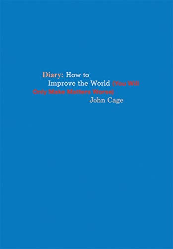 Blue book cover with red and orange text: "John Cage Diary.