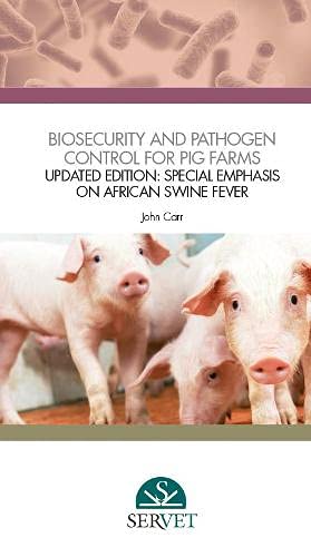 Book cover: pigs, text about biosecurity, and pathogen control.