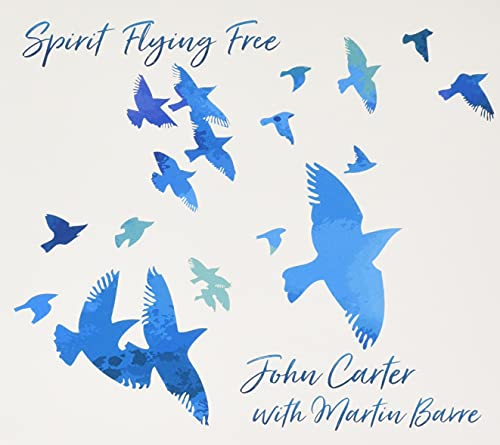 Album cover with blue birds on beige background, featuring "Spirit Flying Free" in cursive.