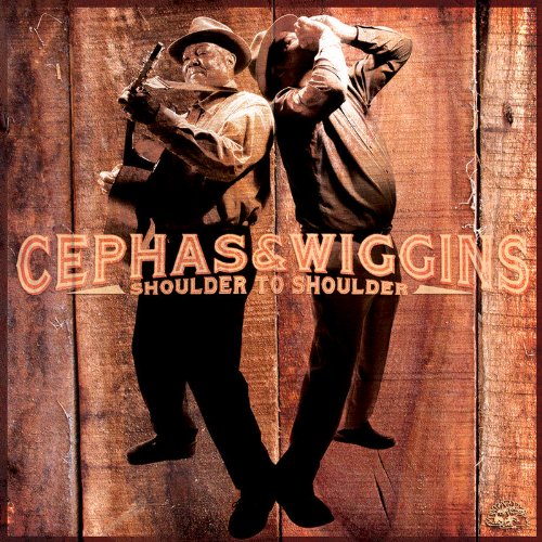"Album cover with two men standing back-to-back against a wooden background."