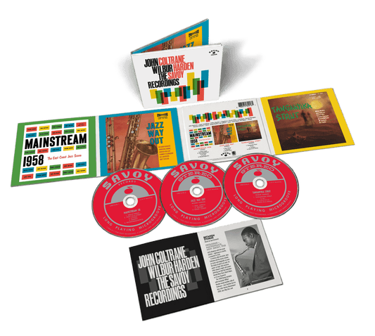CD packaging for John Coltrane & Wilbur Harden’s Savoy Recordings, with album art.