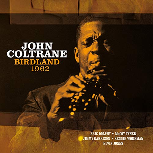 John Coltrane album cover, sepia tone, showing him playing saxophone.