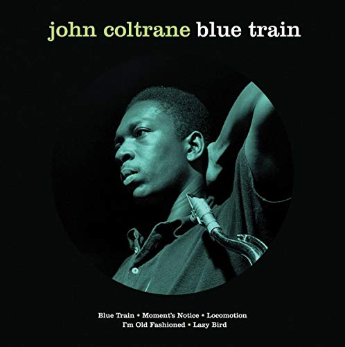 BlueLS Blue-tinted album cover of John Coltrane with a saxophone on a black background.
