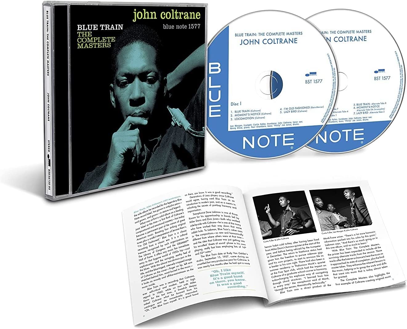 Album cover featuring John Coltrane with a saxophone, blue-toned against a black background.
