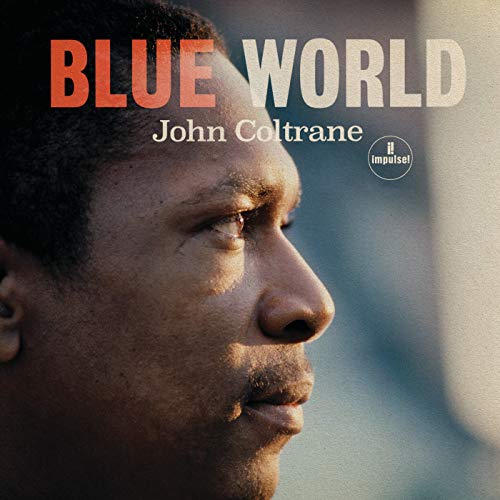 John Coltrane's album cover featuring a close-up of his face in profile.