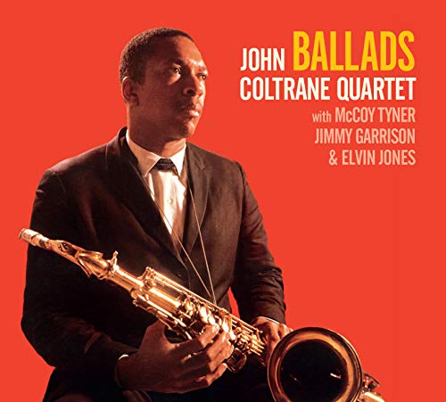 Album cover featuring John Coltrane holding a saxophone against a red background.