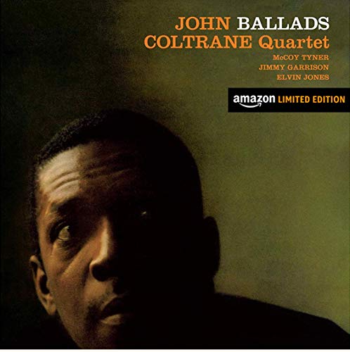 Album cover for John Coltrane Quartet’s “Ballads” featuring a portrait of Coltrane.
