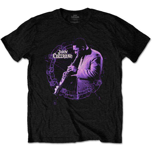 Black t-shirt featuring album art from John Coltrane’s *Live at the Village Vanguard* album.