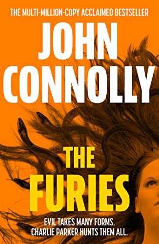 Book cover for “The Furies” with snakes entwined in hair.