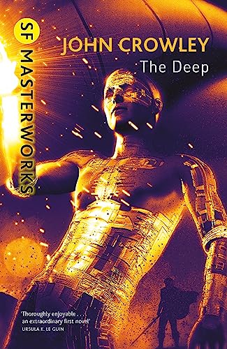 Book cover: robotic figure emerging from water, orange and purple tones.