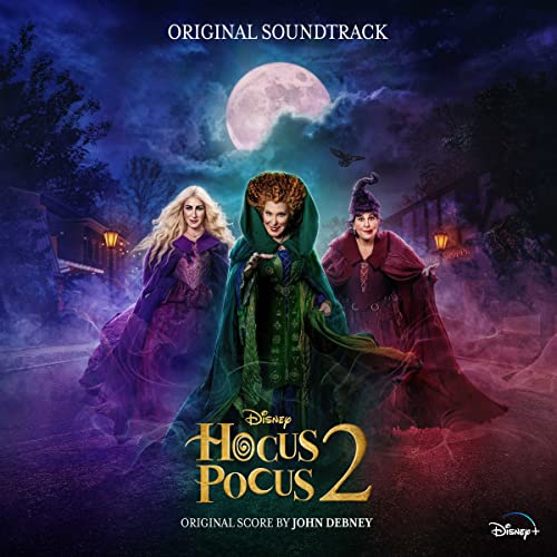 Hocus Pocus 2 CD cover with the Sanderson sisters and a full moon.