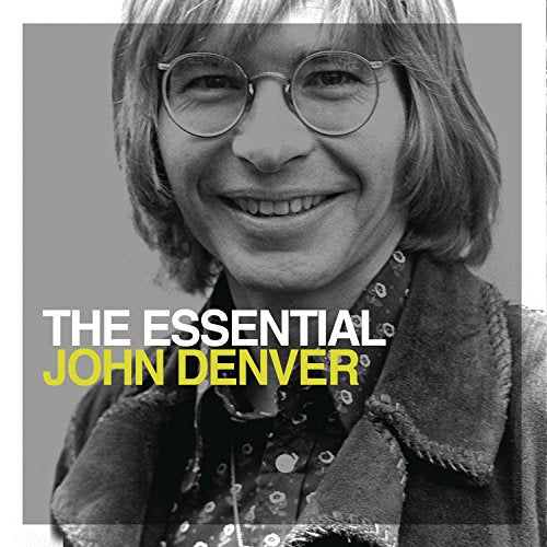 Black and white portrait of John Denver with album title overlay.
