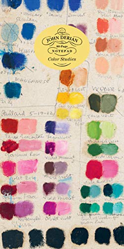 Notepad cover featuring handwritten color swatches and a yellow John Derian circular label.