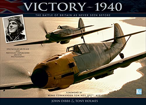 Book cover: WWII aircraft in flight, pilot portrait, titled "Victory 1940".