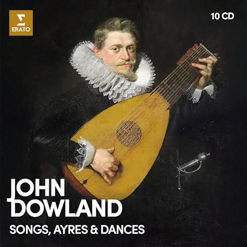 CD cover featuring portrait of John Dowland with a lute, ten discs noted.