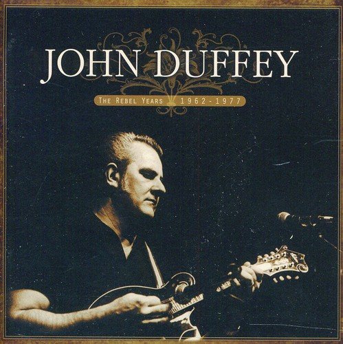 "CD cover with sepia-toned image of man playing mandolin, titled 'John Duffey'."