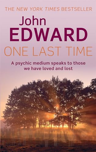 Book cover for One Last Time by John Edward featuring a sunset behind trees.