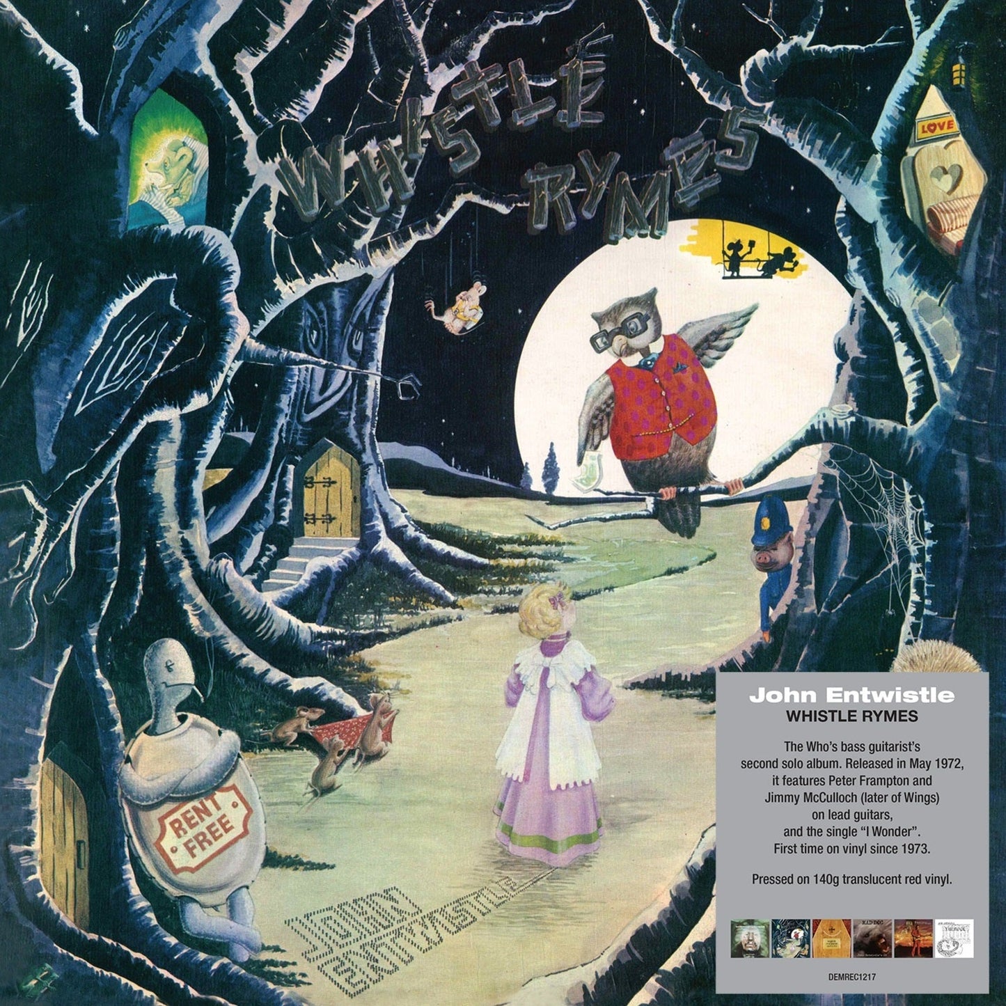 Album cover for John Entwhistle’s “Whistle Rymes” featuring whimsical, illustrated characters.