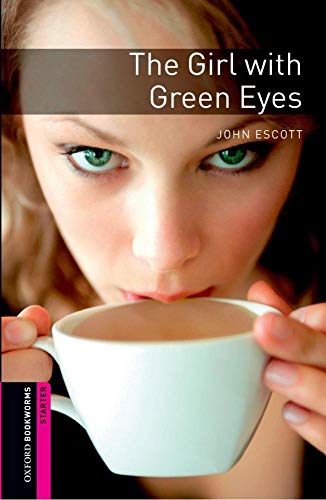 Book cover: woman with green eyes drinking from a white cup.