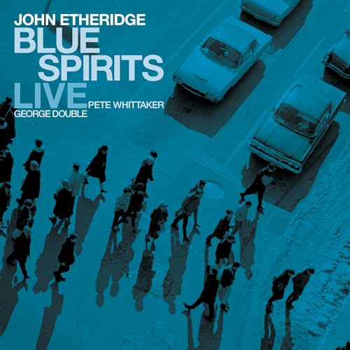 CD cover: people crossing street with vintage cars, blue tone.
