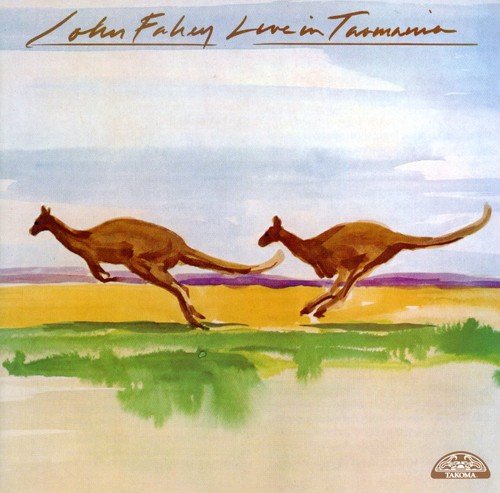 "Watercolor album cover with two kangaroos running, artist's signature at the top."