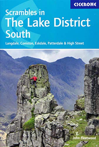 Lake District scrambling guidebook cover with a climber on rocky terrain.