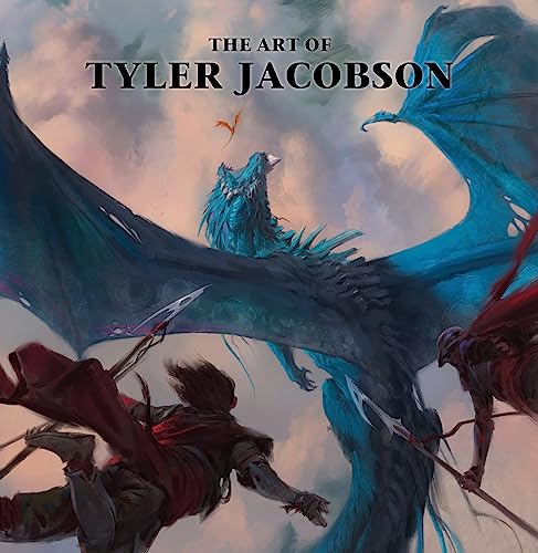 Book cover featuring painted blue dragons and figures in action.