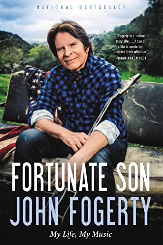 John Fogerty’s memoir “Fortunate Son” features his portrait with a guitar.