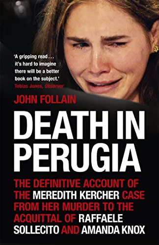 Book cover featuring a crying woman, titled "Death in Perugia.