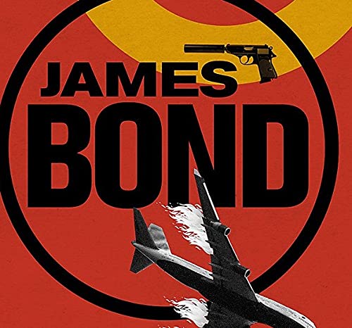 Book cover with James Bond text, a silhouetted pistol, and a plane on fire.