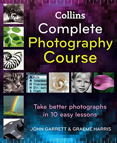 Book cover: "Complete Photography Course" with diverse image examples.