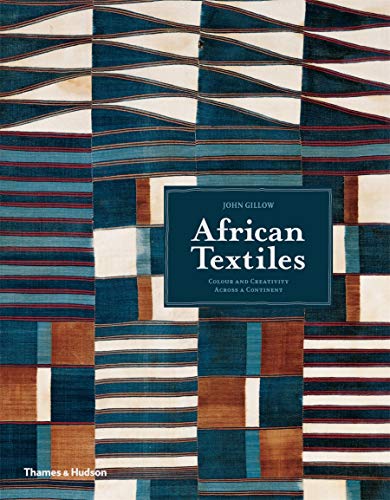 Book cover featuring a blue, white, and brown geometric African textile pattern.