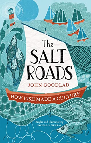 Book cover with ocean or wave design, possibly featuring fish or seafood illustrations.